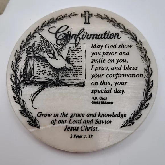 Religious Keepsake Set - Baptism Plaque & Confirmation Stone with Stand - Picture 7 of 9
